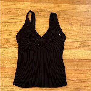GAP Black Knit V-Neck Tank with Bust Shaping